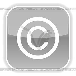 Gray glossy button with copyright symbol - stock vector clipart