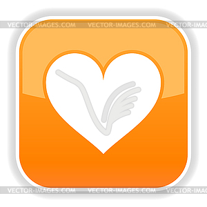 BaOrange glossy button with heart symbol - vector image