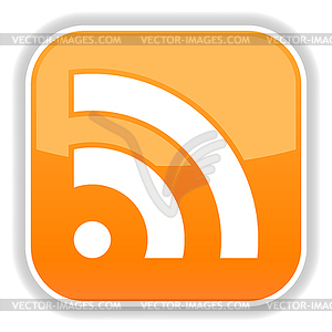 Orange glossy web 2.0 button with RSS sign - vector image