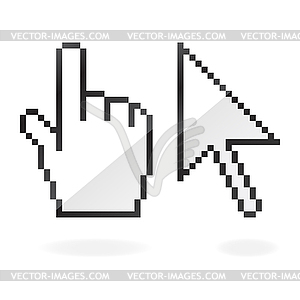 White glossy cursor and hand - vector image