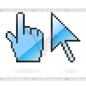Blue matted cursor and hand  - vector clipart / vector image