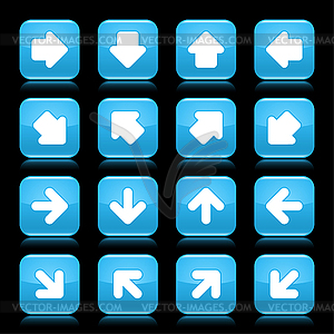 Blue glossy web buttons with white arrow sign - vector clipart