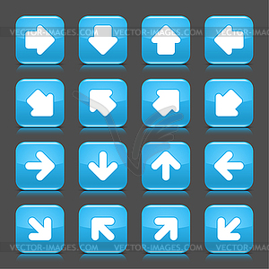 Синий глянцевый веб-кнопок с белой знак стрелки - изображение в векторном виде