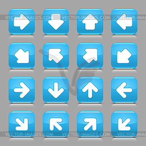 Blue glossy web buttons with white arrow sign - vector image