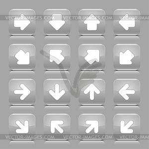 Gray glossy web buttons with white arrow sign - vector clipart