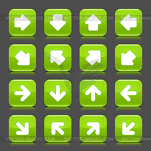 Green glossy web buttons with white arrow sign - vector clip art