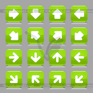 Зеленый глянцевый веб-кнопок с белой знак стрелки - векторное изображение EPS
