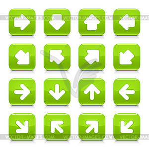 Green glossy web buttons with white arrow sign - vector image