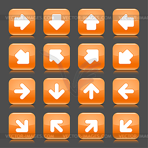 Orange glossy web buttons with white arrow sign - vector clipart