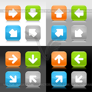 Colored rounded square buttons with arrow sign - vector clipart