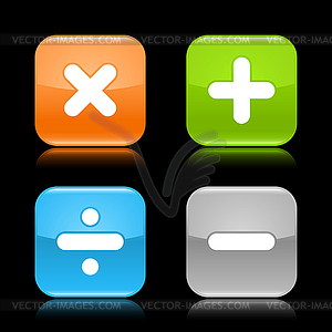 Rounded square buttons with mathematical sign - vector image