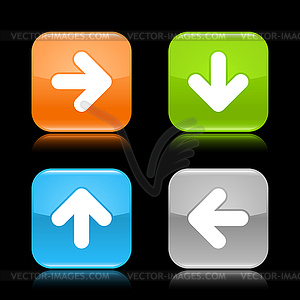 Colored rounded square buttons with arrow sig - vector image