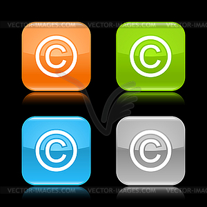 Color glass button blank black copyright - vector clipart