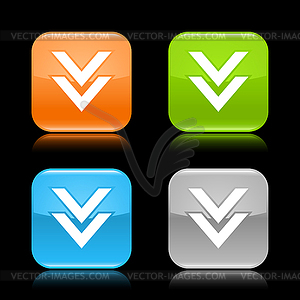 Colored rounded square buttons with download sign - vector clip art