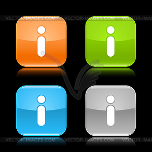 Color glass web buttons with information sign - vector clipart