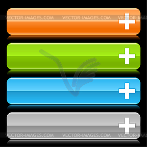 Color long web buttons with plus sign - vector image