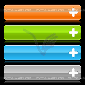 Color long web buttons with plus sign - vector clip art