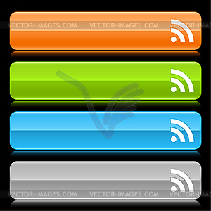 Цветом длинный веб-кнопок со знаком RSS - векторное изображение EPS