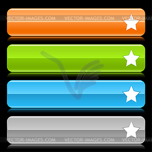 Color long web buttons with star sign - vector image