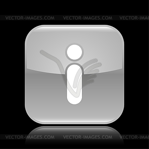 Gray glossy web 2.0 button with information sign - vector clip art