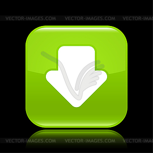 Green glossy web 2.0 button with download sign - vector image