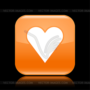 Orange glossy web 2.0 button with heart sign - stock vector clipart