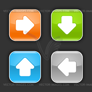 Colored glossy rounded square buttons with arrow sign - royalty-free vector image