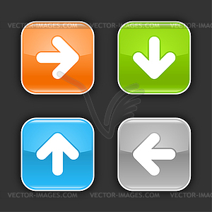 Colored glossy rounded square buttons with arrow sign - vector clip art