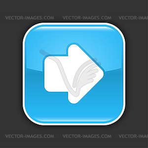 Blue glossy web 2.0 button with arrow sign - vector clip art