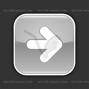 Gray glossy web 2.0 icon with arrow sign - vector clipart