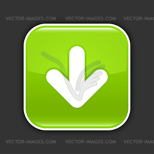 Green glossy web 2.0 icon with download arrow sign - vector clipart