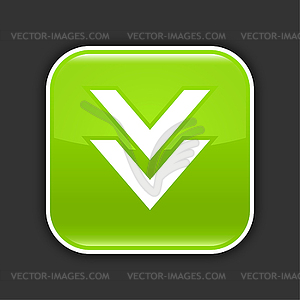 Green glossy web 2.0 icon with download arrow sign - vector clip art