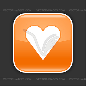 Оранжевая глянцевая Web 2.0 кнопки с сердцем знак - изображение в векторном виде