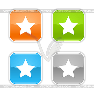 Rounded square web button with star sign - vector clip art