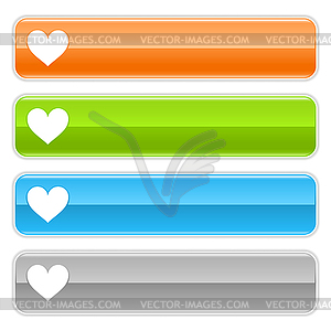 Glossy long web buttons with heart sign - vector image