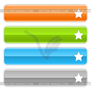 Long web buttons with star sign - vector image