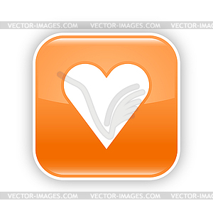 Orange glossy web 2.0 button with heart sign - vector clipart