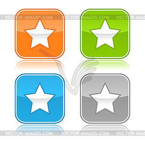 Colorful web buttons with star sign - vector image