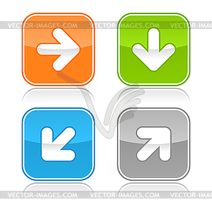 Square web buttons with arrow sign - vector clip art