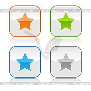 Square web button with star sign - vector clip art