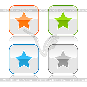 Square web button with star sign - vector image