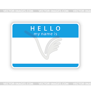 Blue name tag blank sticker - vector image