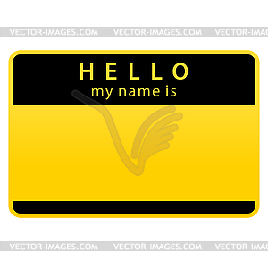 Blank yellow hazard warning name tag sticker - vector clip art