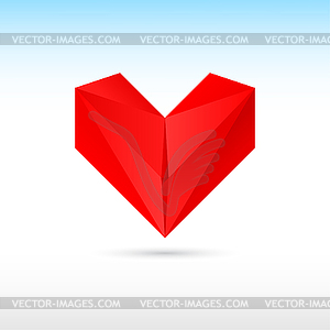 Red paper origami heart - vector clipart