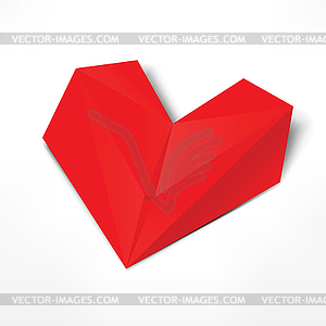 Origami red heart - vector clipart