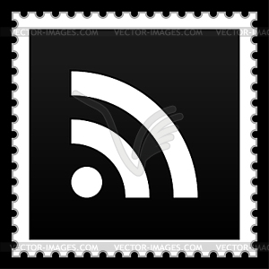 Черный почтовые марки с символом RSS - графика в векторном формате