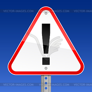 Red road warning sign with exclamation mark - vector image