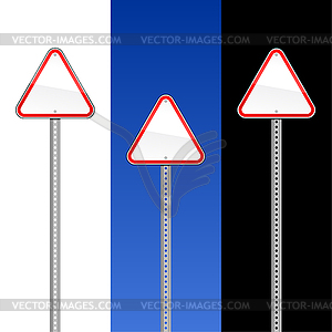 Triangular blank red road signs - vector clip art