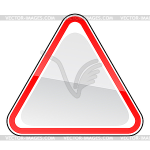 Red triangular blank warning sign on - vector image