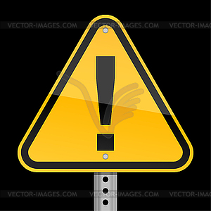 Yellow road warning sign with exclamation mark - vector clipart